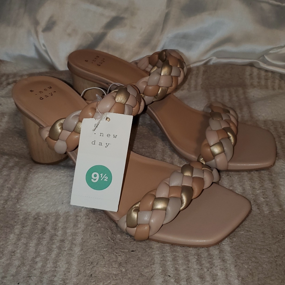 NWT A New Day Basil Multicolored Metallic Mule Heels - Picture 3 of 16